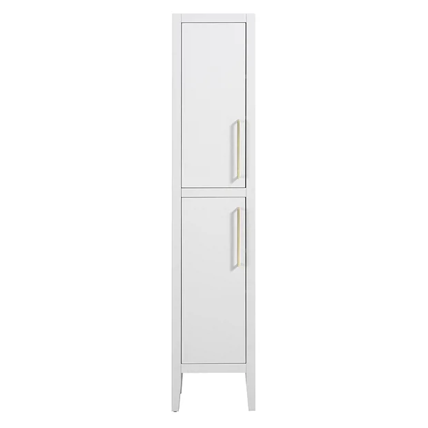Montrose White Tall Storage Unit With Brushed Brass Handles 3 Montrose White Tall Storage Unit With Brushed Brass Handles