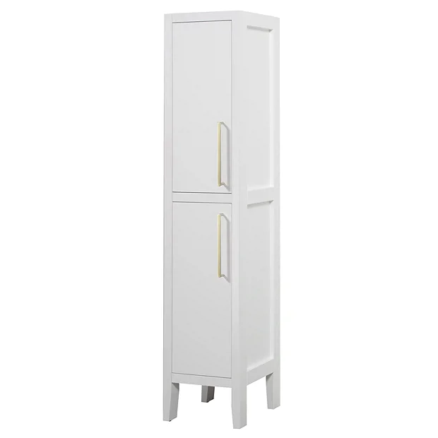 Montrose White Tall Storage Unit With Brushed Brass Handles 4 Montrose White Tall Storage Unit With Brushed Brass Handles - Image 2
