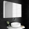 Toreno 3-Door Mirror Cabinet (Minimalist White - 900mm Wide) 1 Toreno 3-Door Mirror Cabinet (Minimalist White - 900mm Wide) -Bathroom Furniture mv055 d1