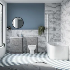 Monza Concrete Effect 500mm Wide Floor Standing Vanity Unit -Bathroom Furniture mz6cnfs1 d2