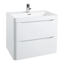 Monza Gloss White 600mm Wide Wall Mounted Vanity Unit -Bathroom Furniture mz6gwwh1 lrg
