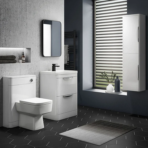 Monza Gloss White Floor Standing Vanity Bathroom Furniture Package 4 Monza Gloss White Floor Standing Vanity Bathroom Furniture Package - Image 2