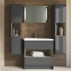 Haywood 1400mm Gloss Grey / Driftwood Wall Hung Tall Unit -Bathroom Furniture nfc861 nd1