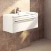 Nova 1000mm Wall Hung Vanity Sink With Cabinet - Modern High Gloss White