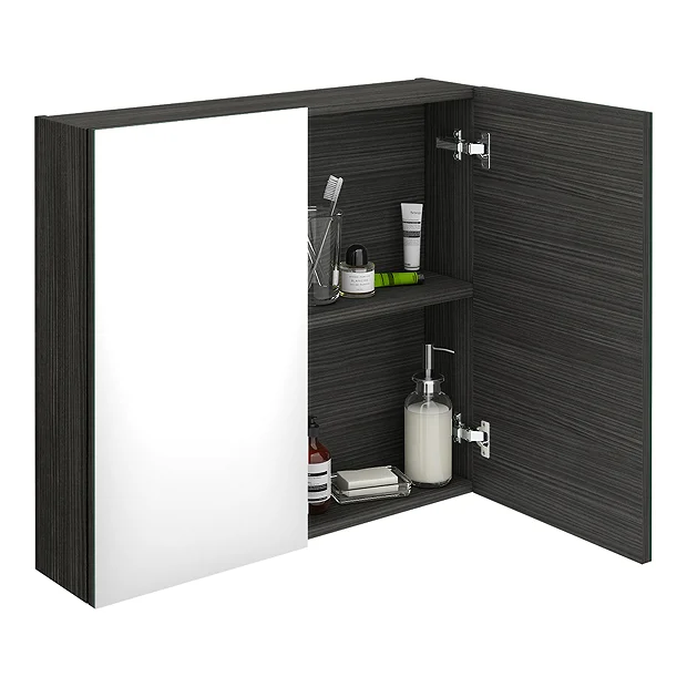 Brooklyn 800mm Hacienda Black Bathroom Mirror Cabinet - 2 Door 3 Brooklyn 800mm Hacienda Black Bathroom Mirror Cabinet - 2 Door