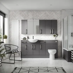 Hudson Reed 300x355mm Gloss Grey Full Depth Base Unit