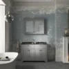 Old London 1200mm Cabinet & Double Bowl Black Marble Top - Storm Grey