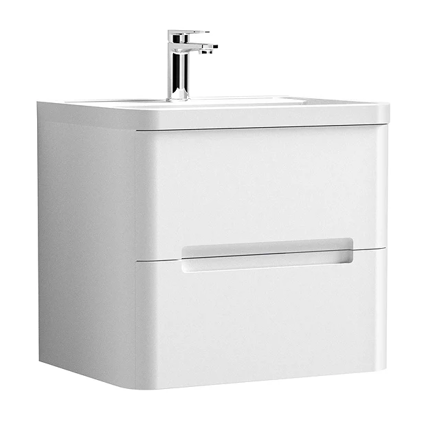 Nuie Elbe Satin White 600mm Wall Hung 2-Drawer Vanity Unit 4 Nuie Elbe Satin White 600mm Wall Hung 2-Drawer Vanity Unit - Image 2