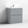 Nuie Elbe Satin Grey 800mm Floor Standing 2-Drawer Vanity Unit