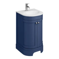 Period Bathroom Co. 500mm Curved Vanity Unit With White Stone Resin Basin - Cobalt Blue