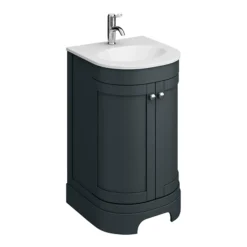Period Bathroom Co. 500mm Curved Vanity Unit With White Stone Resin Basin - Dark Grey