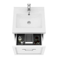 Period Bathroom Co. Wall Hung Vanity - Matt White - 500mm 1 Drawer With Chrome Handle 7 Period Bathroom Co. Wall Hung Vanity - Matt White - 500mm 1 Drawer With Chrome Handle -Bathroom Furniture pbc5whwht1d d1