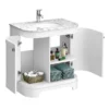 Period Bathroom Co. 820mm Curved Vanity Unit With White Marble Basin Top - White 2 Period Bathroom Co. 820mm Curved Vanity Unit With White Marble Basin Top - White -Bathroom Furniture pbc8wtcrvm d
