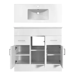 Nuie Cardinal Minimalist Gloss White Vanity Unit W1000 X D400mm -Bathroom Furniture premiercardinalminimalistglosswhitevanityunitw1000xd400mmvtmw1000d1