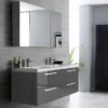 Hudson Reed 1440mm Gloss Grey Quartet Double Basin Vanity Unit