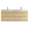 Hudson Reed 1440mm Natural Oak Quartet Double Basin Vanity Unit 2 Hudson Reed 1440mm Natural Oak Quartet Double Basin Vanity Unit -Bathroom Furniture qua004 detail1