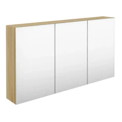 Hudson Reed 1350mm Natural Oak 3 Door Mirror Cabinet -Bathroom Furniture qua012 lrg1