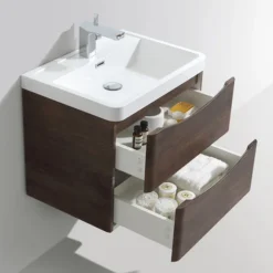 Monza Chestnut 600mm Wide Wall Mounted Vanity Unit -Bathroom Furniture rondachestnut600mmwidewallmountedvanityunitd2