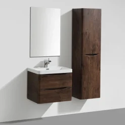 Monza Chestnut 600mm Wide Wall Mounted Vanity Unit -Bathroom Furniture rondachestnut600mmwidewallmountedvanityunitd3