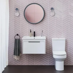 Britton Shoreditch 650mm Wall-Hung Single Drawer Vanity Unit With Black Handle - Matt White