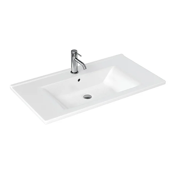 Britton Shoreditch 850mm Wall-Hung Double Drawer Vanity Unit With Black Handles - Matt Blue 5 Britton Shoreditch 850mm Wall-Hung Double Drawer Vanity Unit With Black Handles - Matt Blue - Image 3