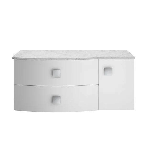 Hudson Reed Sarenna Wall Hung Countertop Vanity Unit - Moon White - 1000mm With Grey Marble Top 4 Hudson Reed Sarenna Wall Hung Countertop Vanity Unit - Moon White - 1000mm With Grey Marble Top - Image 2