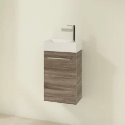 Villeroy & Boch Villeroy And Boch Avento Stone Oak 360mm Wall Hung Vanity Unit With Left Bowl Basin