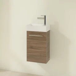Villeroy & Boch Villeroy And Boch Avento Arizona Oak 360mm Wall Hung Vanity Unit With Left Bowl Basin -Bathroom Furniture save31vh01 d1