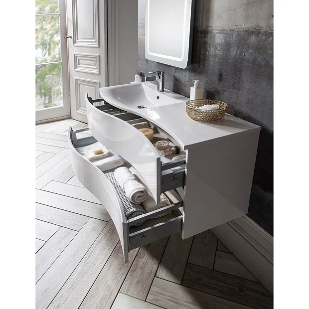 Crosswater - Svelte Two Drawer Vanity Unit & Basin - White Gloss 5 Crosswater - Svelte Two Drawer Vanity Unit & Basin - White Gloss - Image 3