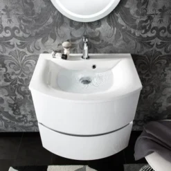 Crosswater - Svelte Two Drawer Vanity Unit & Basin - White Gloss 12 Crosswater - Svelte Two Drawer Vanity Unit & Basin - White Gloss -Bathroom Furniture se60wg d3