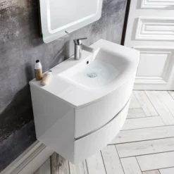 Crosswater - Svelte Two Drawer Vanity Unit & Basin - White Gloss 13 Crosswater - Svelte Two Drawer Vanity Unit & Basin - White Gloss -Bathroom Furniture se60wg d4