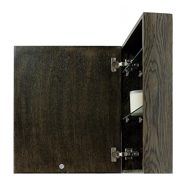 550mm Slimline Mirror Cabinet Dark Oak 5 550mm Slimline Mirror Cabinet Dark Oak - Image 3