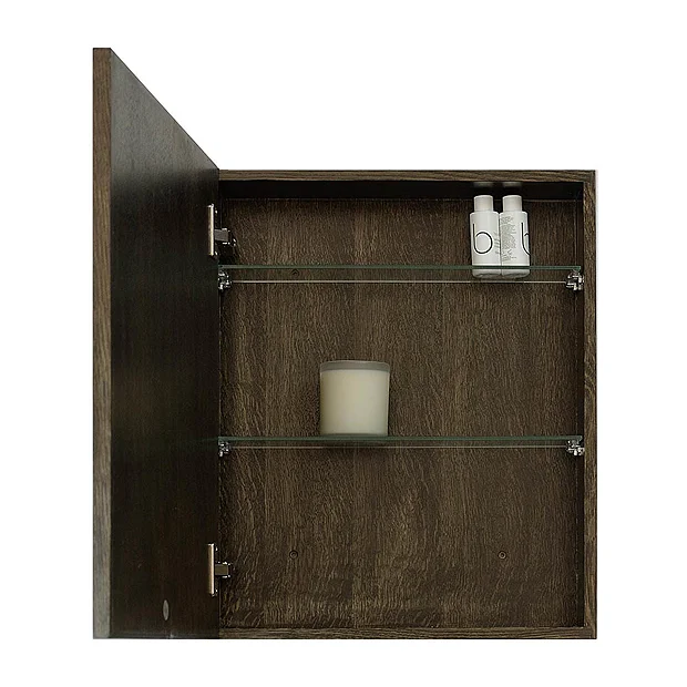 550mm Slimline Mirror Cabinet Dark Oak 6 550mm Slimline Mirror Cabinet Dark Oak - Image 4