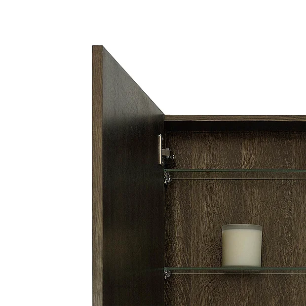 550mm Slimline Mirror Cabinet Dark Oak 7 550mm Slimline Mirror Cabinet Dark Oak - Image 5