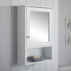 Tongue And Groove Bathroom Mirror Cabinet - White -Bathroom Furniture tg103md2