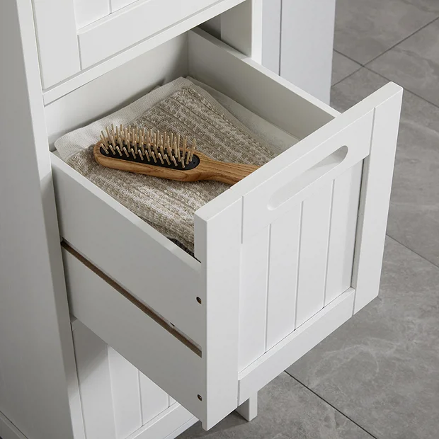 Tongue And Groove 4 Drawer Bathroom Storage Unit - White 5 Tongue And Groove 4 Drawer Bathroom Storage Unit - White - Image 3