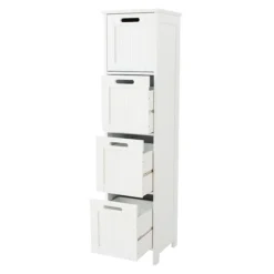 Tongue And Groove 4 Drawer Bathroom Storage Unit - White