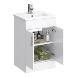 Toreno Small Vanity Sink With Cabinet - 500mm Modern High Gloss White -Bathroom Furniture turinsmallvanitysinkwithcabinetd2