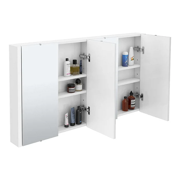 Toreno White Minimalist 4 Door Mirror Cabinet - W1200 X D110mm 3 Toreno White Minimalist 4 Door Mirror Cabinet - W1200 X D110mm