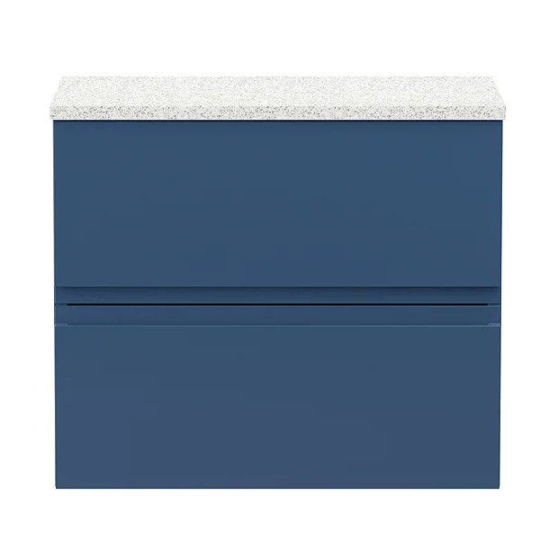 Hudson Reed Urban 600mm Satin Blue Vanity Unit - Wall Hung 2 Drawer Unit With White Worktop 4 Hudson Reed Urban 600mm Satin Blue Vanity Unit - Wall Hung 2 Drawer Unit With White Worktop - Image 2