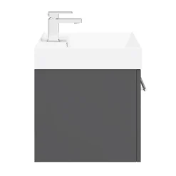 Valencia 600 Gloss Grey Minimalist Wall Hung Vanity Unit With Chrome Handle