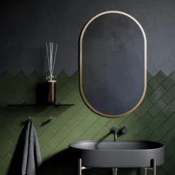 Arezzo Brushed Brass 500 X 800mm Capsule Mirror 7 Arezzo Brushed Brass 500 X 800mm Capsule Mirror -Bathroom Furniture ven5080bb d1