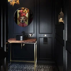 Venice Black Frame 600mm Round Mirror -Bathroom Furniture venbf75 d1