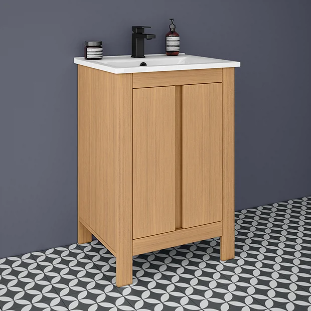 Valencia Naturale Oak Effect Vanity Unit - 550mm Wide 4 Valencia Naturale Oak Effect Vanity Unit - 550mm Wide - Image 2