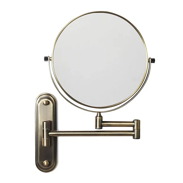 Venice Antique Brass 5x Magnifying Cosmetic Mirror With Curved Wall Plate 4 Venice Antique Brass 5x Magnifying Cosmetic Mirror With Curved Wall Plate - Image 2