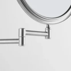 Venice Brushed Nickel 5x Magnifying Cosmetic Mirror With Curved Wall Plate