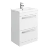 Nuie - 600 X 400mm Floor Standing Mid Edge Basin & Cabinet - Gloss White
