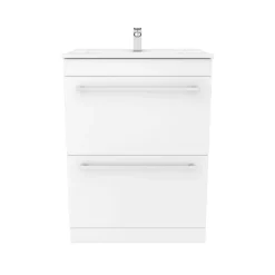 Nova 600mm Vanity Sink With Cabinet - Modern High Gloss White -Bathroom Furniture vtfw600 detail1