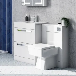Nova 600mm Vanity Sink With Cabinet - Modern High Gloss White -Bathroom Furniture vtfw600 detail3