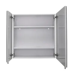 Croydex Wellington Double Door Bi-View White Steel Mirror Cabinet With FlexiFix -Bathroom Furniture wc102122 d1